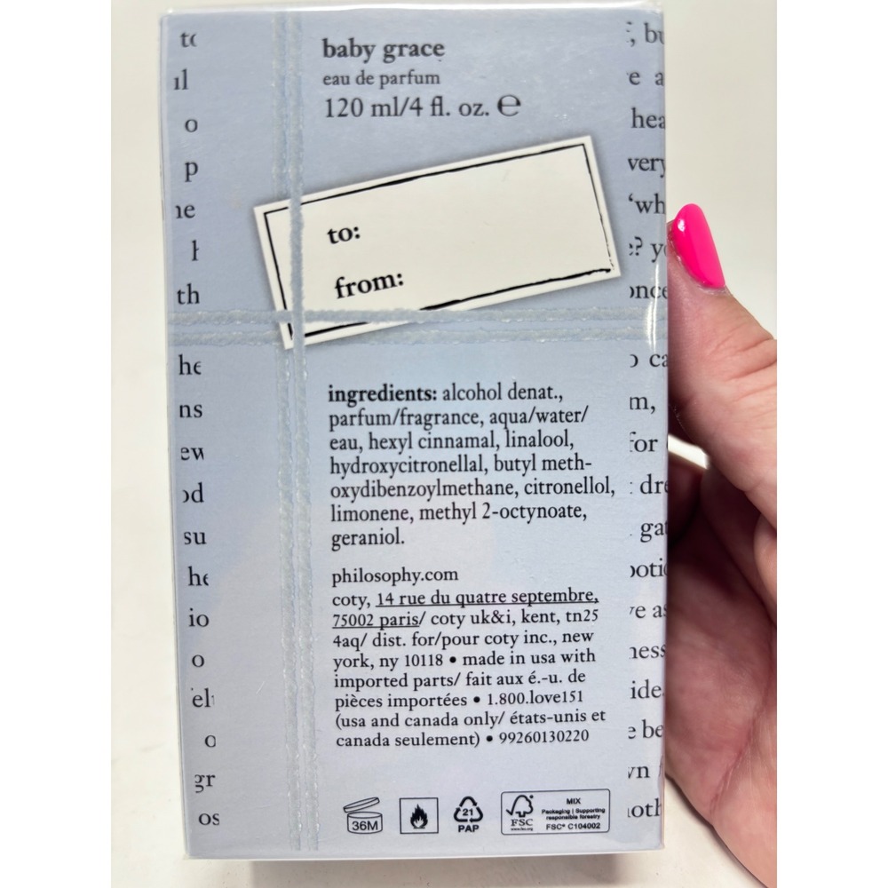 Philosophy Baby Grace Eau De Parfum Fragrance Spray 4 fl oz 120ml New Sealed - Picture 3 of 4
